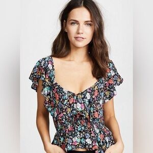 Likely‎ | Lavato Floral-Print Off-the-Shoulder Boho Ruffle Festival Top Size XS